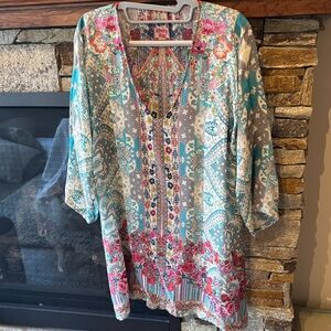 Johnny Was Multicolor Floral Pattern Tunic top/dress